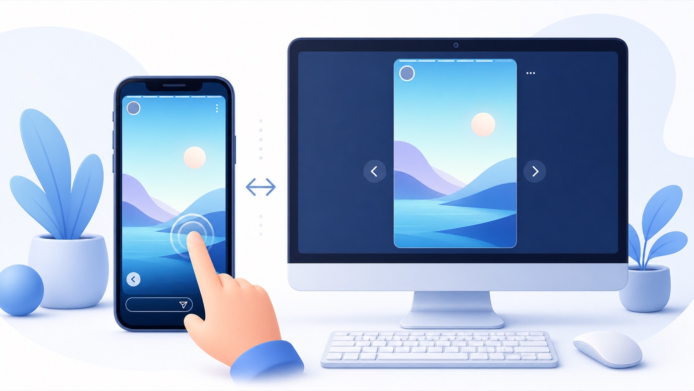 Illustration for Instagram Story Viewer on Mobile vs Desktop